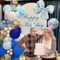 147pcs Navy Blue, White & Gold Balloon Garland Arch Kit - Royal & Pastel Blue Balloons with Gold Confetti - 18" Jumbo Set for 2026 Graduations, Weddings, and Baby Showers
